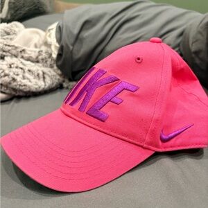 Nike Kids Hot Pink Hat with Purple Logo